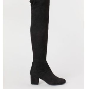 H&M Black Suede Knee High Boots